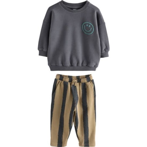 Kids' Smiley Sweatshirt & Stripe Sweatpants Set, 12-18M
