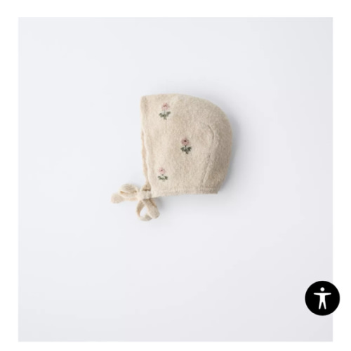 FLORAL EMBROIDERED KNIT BONNET - Light beige | ZARA United States
