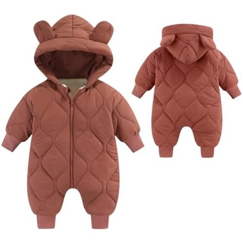 Happy Cherry Baby Snowsuit Down Jacket Infant Hooded Romper Jumpsuit Newborn Boy Girl Winter Bodysuits