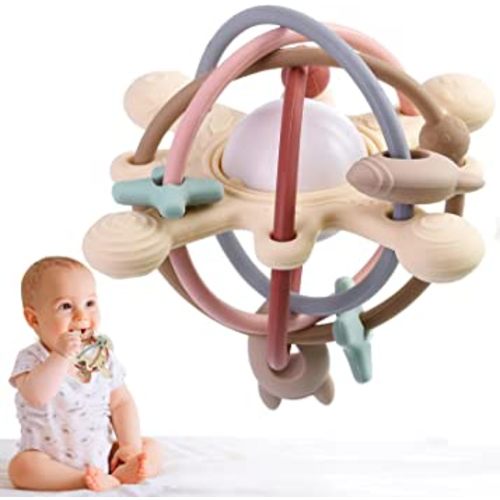 HHMY Teething Toys for Babies 3-6-12-36 Months,Soft Silicone Montessori Toys for Baby Toys 6 to 12 Months Baby Chew Toys Baby Rattle Teether Toddlers Sensory Toys Baby Girls Boys Gift
