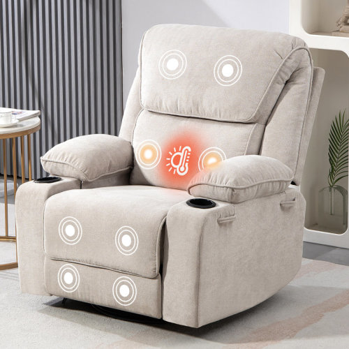 Modern Swivel and Rocking Recliner with Heating and Massage | Wayfair