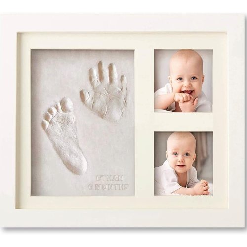 Bubzi Co Air-Drying Clay Baby Handprint & Footprint Kit Photo Keepsake Frame