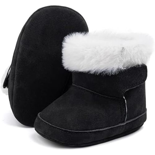 Infant Unisex Warm Fur Lining Soft Boots Baby Winter Ankle Non-Slip Rubber Texture Sole Toddler Winter Snow Crib Shoes
