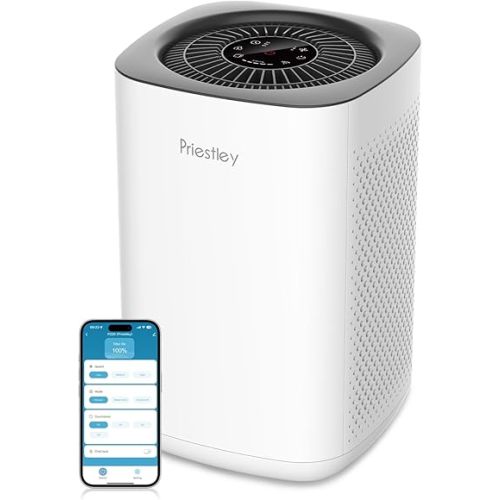 Priestley Air Purifier for Bedroom, Home, Dorm Up to 1100Ft², Smart WiFi Air Purifiers, 3-in-1 Air Filter with HEPA Sleep Mode, Remove Dust Smoke Pollutants Odor Pet Dander