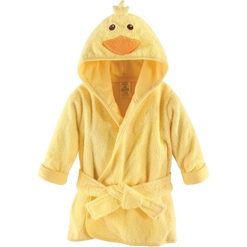 Luvable Friends Unisex Baby Cotton Animal Face Bathrobe, Duck, One Size