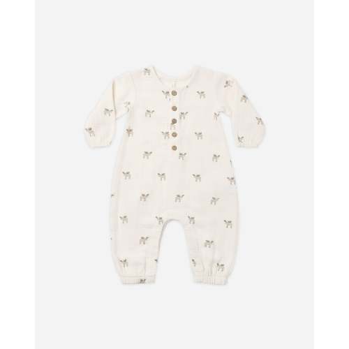 Quincy Mae - Woven Jumpsuit, Moose, 3-6M