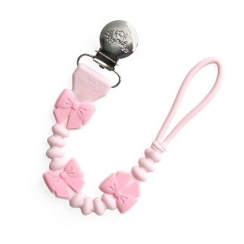 Itzy Ritzy Beaded Pacifier Clip - Bows: Silicone, BPA-Free