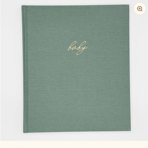 Linen Baby Book - Sage