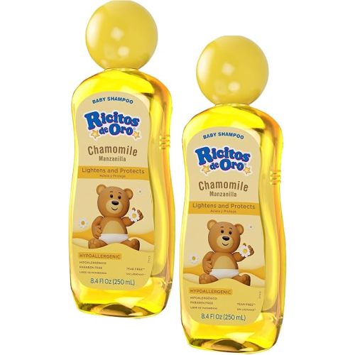 Ricitos de Oro Baby Shampoo with Chamomile – Gentle and Tear-Free Formula for Babies and Kids,Natural Lightening-and Soft Conditioning Hair Care,Paraben-Free,Safe Daily Use,8.4 fl oz,(Pack of 6)