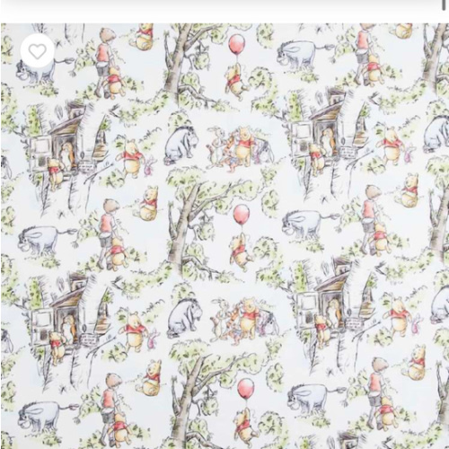 Disney Winnie the Pooh Treehouse Printed Cotton Sheeting Blue & Multicoloured