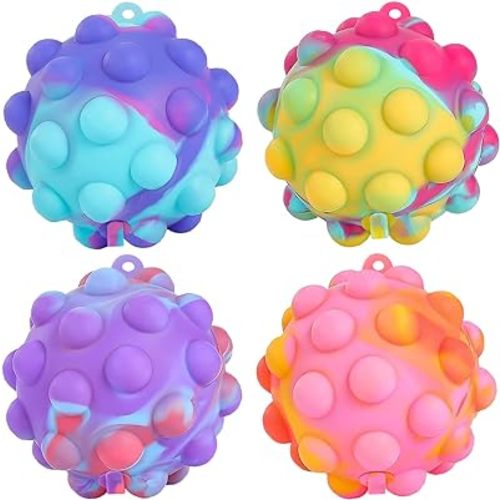 Pop Fidget Toys Bulk Its Ball Toy 4 PCS 3D Stress Balls It Pop Fidgets Pack Christmas Stocking Stuffers for Kids Party Favors Autism Sensory Toys Squeeze Toys for Kids Boys Toddler Adult Stress Relief