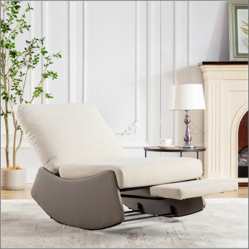 Ebern Designs Modern Rocking Chair Recliner, Comfy Rocker Nursery Chair with Footrest, Accent Reading Chair, Upholstered Lounge Chair for Relaxing, Resting,Soft Padded Rocker for Indoor Living Room Bedroom | Wayfair