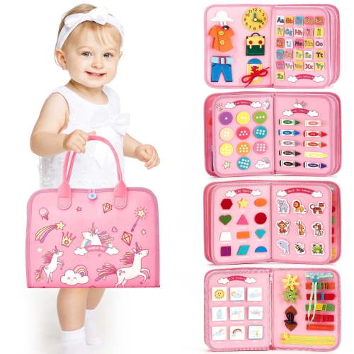 Usmallbee Montessori Busy Board for Toddlers Sensory Learning Toy1 to 5 Years Portable Interactive
