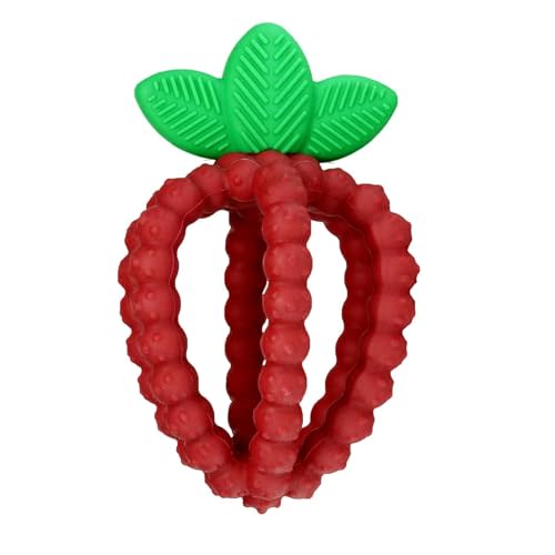 RaZbaby Silicone Infant & Baby Teething Toy, Textured BerryBumps Soothe Babies’ Sore Gums, RaZberry Bites Relief Teether, Back & Front Teeth, BPA Free, Easy to Hold, Fruit Shape for Babies 3M+ - Red