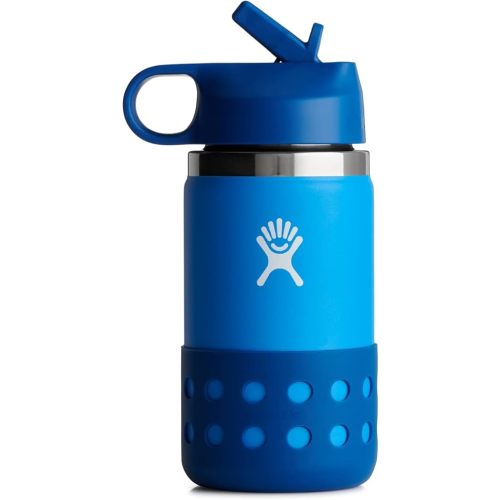 Hydro Flask - Kids Water Bottle 354 ml (12 oz) - Vacuum Insulated Stainless Steel Toddler Water Bottle - Silicone Flex Boot, Easy Sip Straw Lid