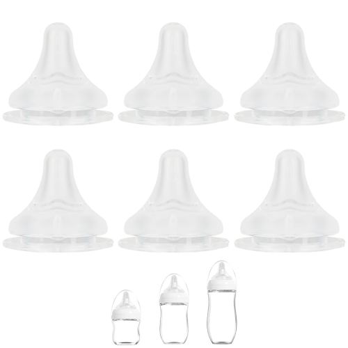 Silicone Nipple for Gulicola Natural Glass Bottle, Medium Flow Nipple Level 2, 3 m+, 6 Count