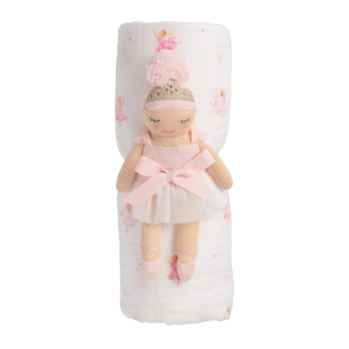 Ballerina Swaddle and Rattle Set for Your Little One | Mud Pie