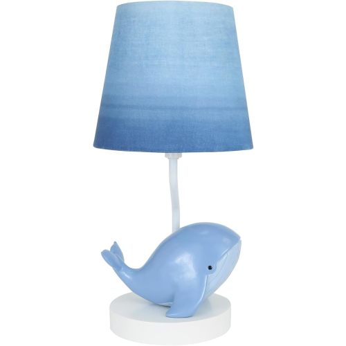 Lambs & Ivy Bubbles & Squirt Hand Painted Whale Lamp with Blue Shade and Bulb