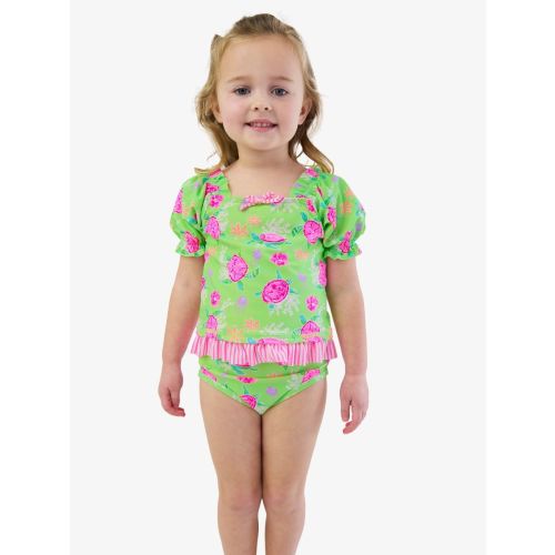 Puff Sleeve Ruffle Tankini 2-Piece Swimsuit