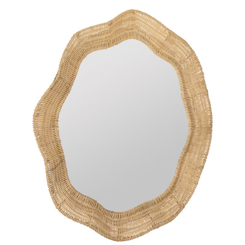 Scalloped Linden Round Wall Mirror