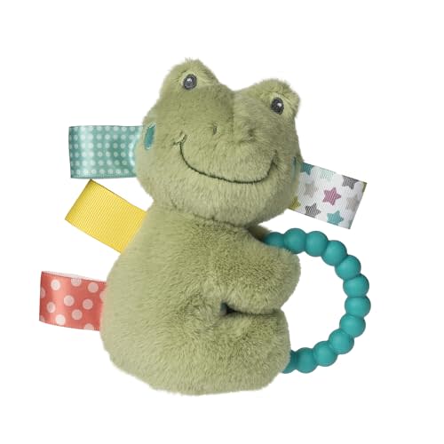 Taggies Soft Baby Rattle with Soothing Teether Ring and Sensory Tags, 6-Inches, Green Peepers Frog
