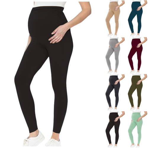 Swuxness Maternity Yoga Leggings Long Pants, Women Fall Casual Pants, Pregnancy Solid Color High Waist Stretchy Support Belly Comfortable Nursing Yoga Pants Wine, M