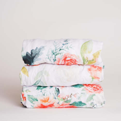 Pink Floral Bassinet Fitted Sheet Set