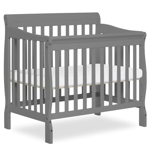 Dream On Me Aden 4-in-1 Convertible Mini Baby Crib in Natural, GreenGuard Gold & BSA, Sustainable Pinewood, Non-Toxic Finish, 3 Mattress Heights, Converts to Mini Day & Twin-Size Bed