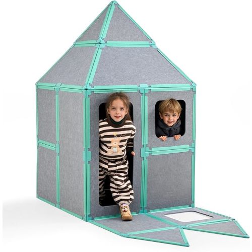 20-Piece Magnetic Fort Building Kit for Kids – Giant Modular Playhouse Panels, STEM Construction Toy for Creative Indoor Play, Ages 3+