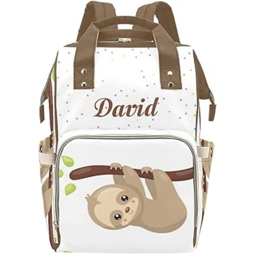 Personalized Funny Sloth Diaper Bag Backpack with Name Custom Mommy Nursing Baby Bags Nappy Bag for Mom Girl Gifts