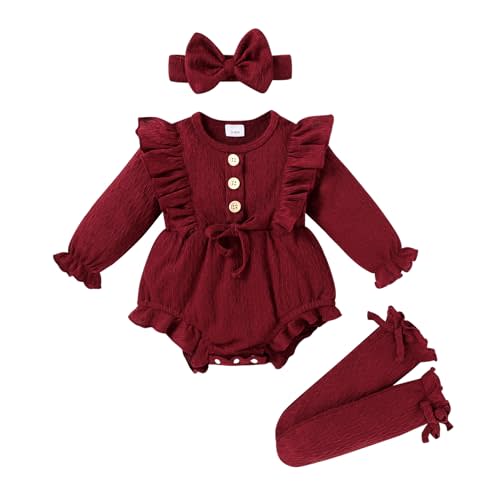 YOUNGER TREE Newborn Baby Girl Clothes Long Sleeve Button Dwon Romper Bodysuit Infant Fall Winter Outfits Baby Girl Clothing