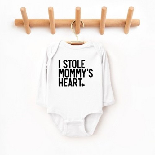 The Juniper Shop I Stole Mommy's Heart Baby Long Sleeve Bodysuit - Newborn - White
