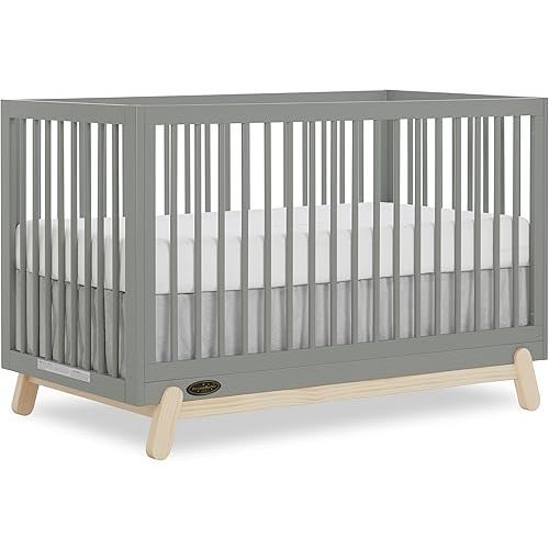 Dream On Me Hygge 5-in-1 Convertible Full-Size Baby Crib in Sea Grass & Vintage Oak, GreenGuard Gold & JPMA, Converts to Toddler, Day & Full-Size Bed, Adjustable Mattress Heights, Modern Nursery