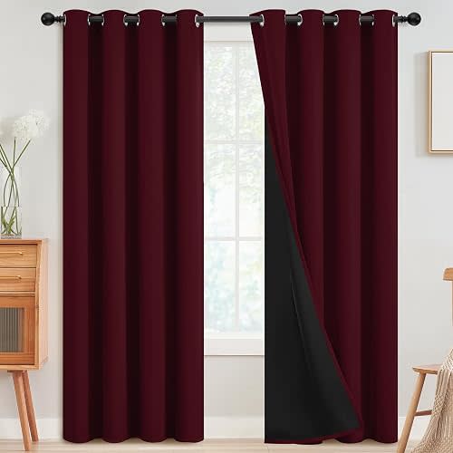 SimpleHome Wine red 100% Blackout Curtains Room Darkening Living Room 84L