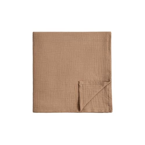 Meracorallo Muslin Swaddle Blanket, 100% Cotton Receiving Blanket, Tan | Soft Breathable Swaddle Wrap for Baby Boys and Girls