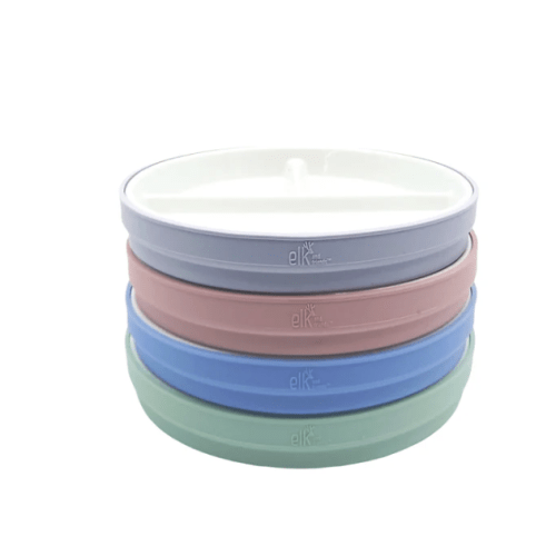 6.7"/16cm Porcelain White Divided Plates with Silicone Sleeves