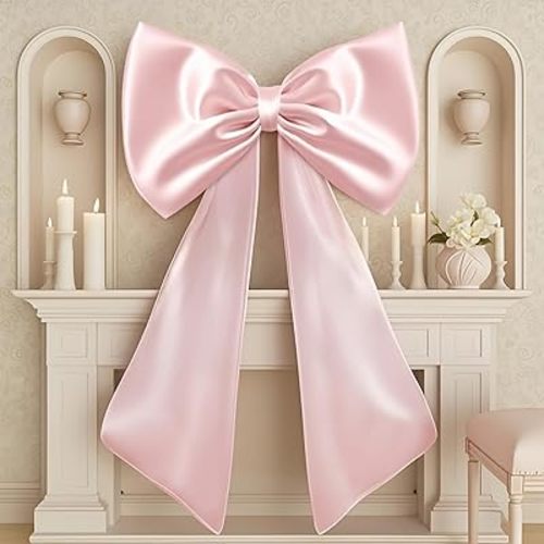 40×24Inch Large Pink Bow for Coquette Room Decor - Big Satin Bows,Giant Pink Ribbon Tie Coquette Bows for Birthday Party Backdrop Hanging Wall Decoration