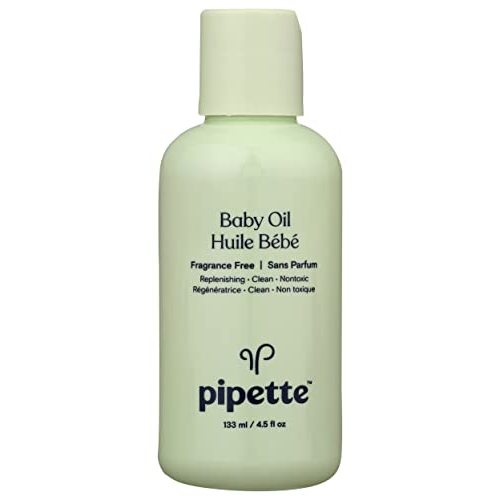Pipette Baby Oil, Moisturize Baby Skin with Vitamin E and Fragrance Free with Renewable Plant-Derived Squalane, 4.5 Fl Oz