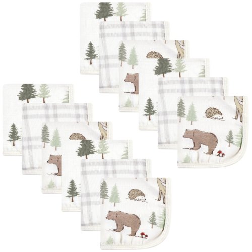 Hudson Baby Infant Boy Cotton Muslin Washcloths, Forest Animals, One Size - Forest Animals - One Size