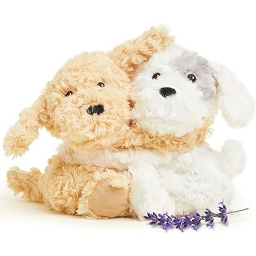 warmies Hugs Duo, Microwavable & Weighted Stuffed Animals, Puppy - Heated Stuffed Animal Plushie for Warmth & Comfort - Cute Soft Plush Toys for Adults & Children (Boys, Girls, Babies & Toddlers)