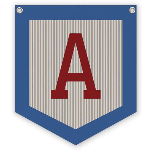 Toddler Boys Room Decor Name Pennant Flag, Personalized Baby Gifts，Vintage Baby Boy Nursery Wall Art,Baby Boy Gifts, Name Sign for Toddler Bedroom Playroom Kidsroom,Letter A 12x14 in