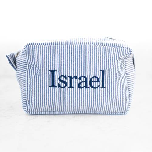 Personalized Cosmetic Bag, Seersucker Toiletry Bag, Custom Makeup Bag, Makeup Organizer, Personalized Makeup Bag, Custom Pencil Case