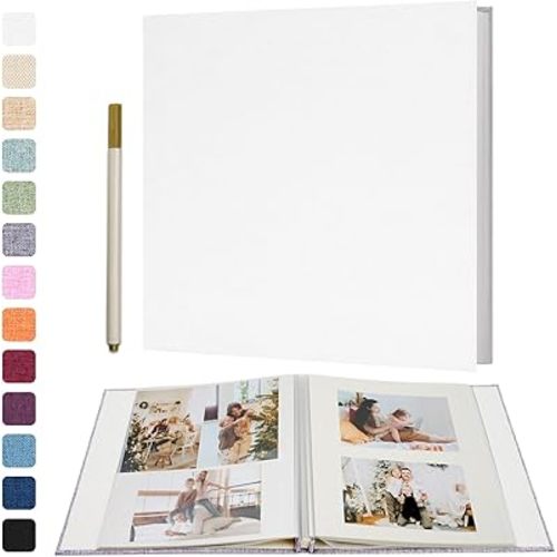 Vienrose Large Photo Album Self Adhesive for 4x6 5x7 8x10 Pictures Scrapbook Album DIY Scrap Book 40 Sticky Pages with A Metallic Pen