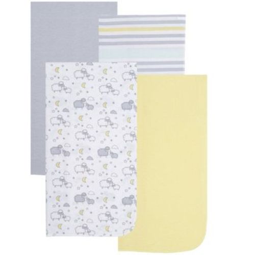 EVERYDAY KIDS 4-Pack Flannel Receiving Blankets – Soft Swaddle Set for Newborns with Mommy/Baby Sheep, Moon, Striped Pattern, Solids