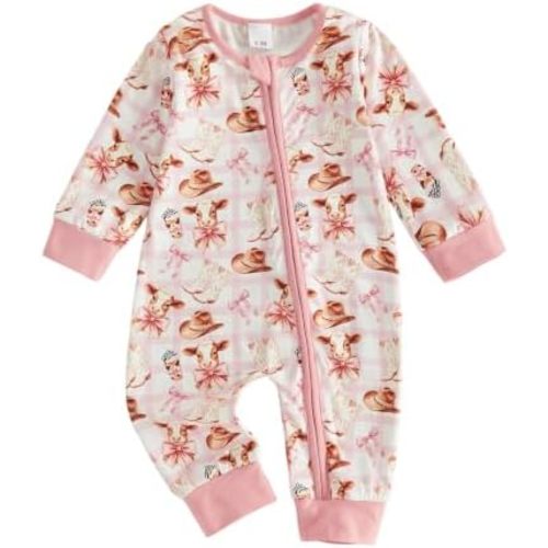 Western Baby Girl Clothes Zipper Romper Long Sleeve Fall Jumpsuit