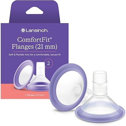 Lansinoh ComfortFit Breast Pump Flanges, Size 21mm, 2 Count