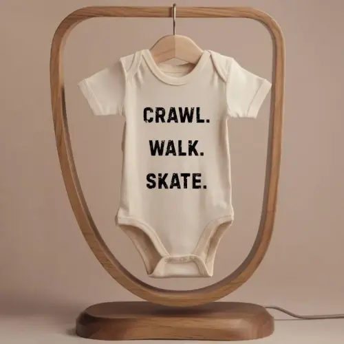 Crawl Walk Skate Baby Outfit, Cute Baby Skater Bodysuit, Natural Funny Baby Outfit, Skateboard Baby Gift, Trendy Baby Shower Outfit