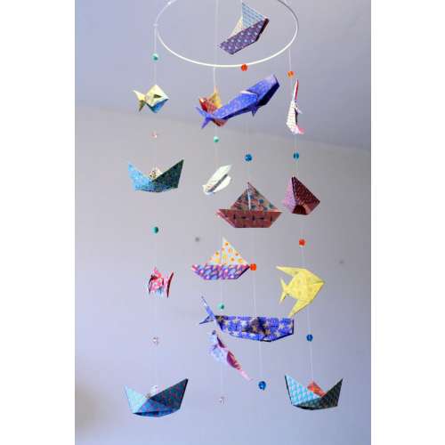 Origami Baby Mobile Sea and Ocean - Marine Animals, Fish, Whales, Rays, Boats