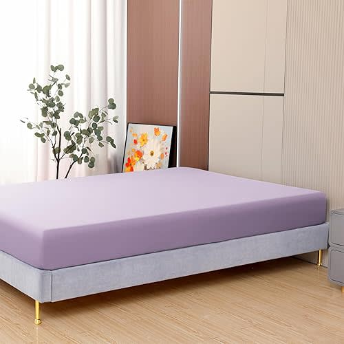 Toodou Soft Silky Touch Lavender Twin Fitted Sheet Have Breathable Wrinkle and Fade Resistant- The Mattress Covers is Most Comfortable and Luxurious Fitted Sheets