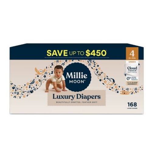 Millie Moon Luxury Disposable Diapers - Size 4 - 168ct